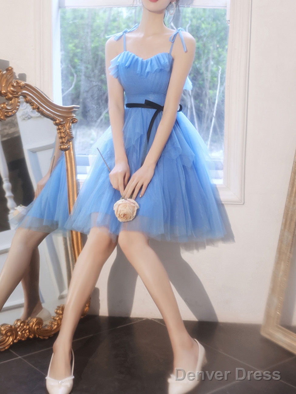 Simple Mini Short Blue Prom Dress, Cute Blue Homecoming Dresses