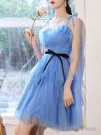 Simple Mini Short Blue Prom Dress, Cute Blue Homecoming Dresses