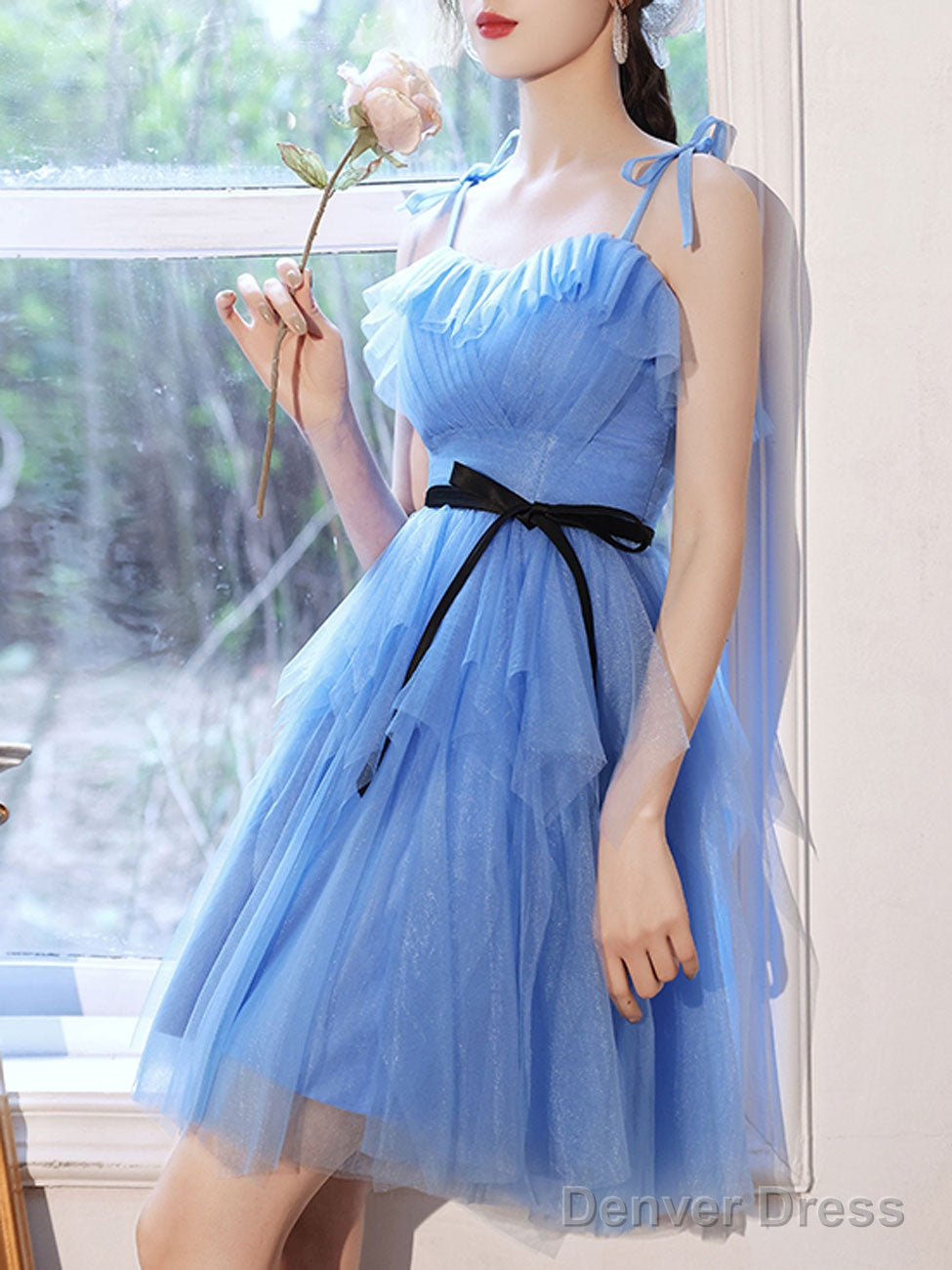 Simple Mini Short Blue Prom Dress, Cute Blue Homecoming Dresses