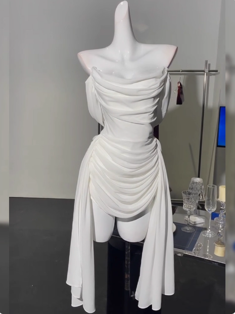 Simple Off The Shoulder Pleated Chiffon White 17Th Birthday Homecoming Dresses