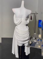 Simple Off The Shoulder Pleated Chiffon White 17Th Birthday Homecoming Dresses