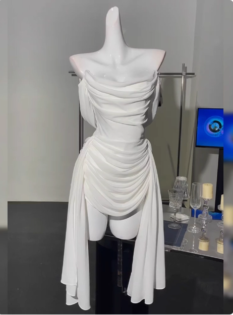 Simple Off The Shoulder Pleated Chiffon White 17Th Birthday Homecoming Dresses Main image