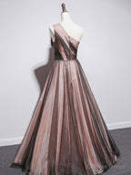 Simple One Shoulder Tulle Long Prom Dress, A Line Tulle Prom Dresses