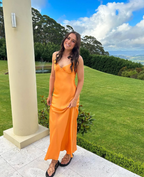 Simple Satin Long Prom Dress