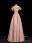 Simple Pink Long Prom Dresses, Pink Formal Graduation Dresses
