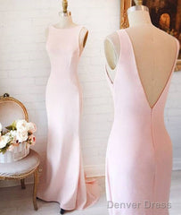 Simple Pink Mermaid Long Prom Dress, Pink Formal Dress For Teens