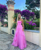 simple pink prom Dress,modest Prom Dresses