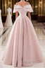Simple pink satin long prom Dress, pink satin Prom Dresses