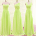 Simple Pleated Chiffon Bridesmaid Dresses Mixed Style