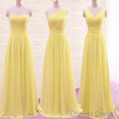 Simple Pleated Chiffon Bridesmaid Dresses Mixed Style