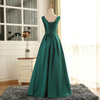 Simple Pretty Green Satin Long Prom Dress Prom Dress, Green Prom Dresses