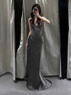 Simple Prom Dress Outfits, Summer V Neck Backless Sleeveless Prom Dresses Long