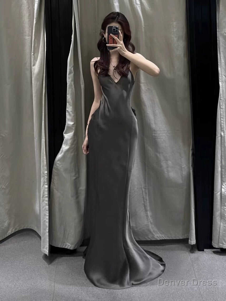 Simple Prom Dress Outfits, Summer V Neck Backless Sleeveless Prom Dresses Long