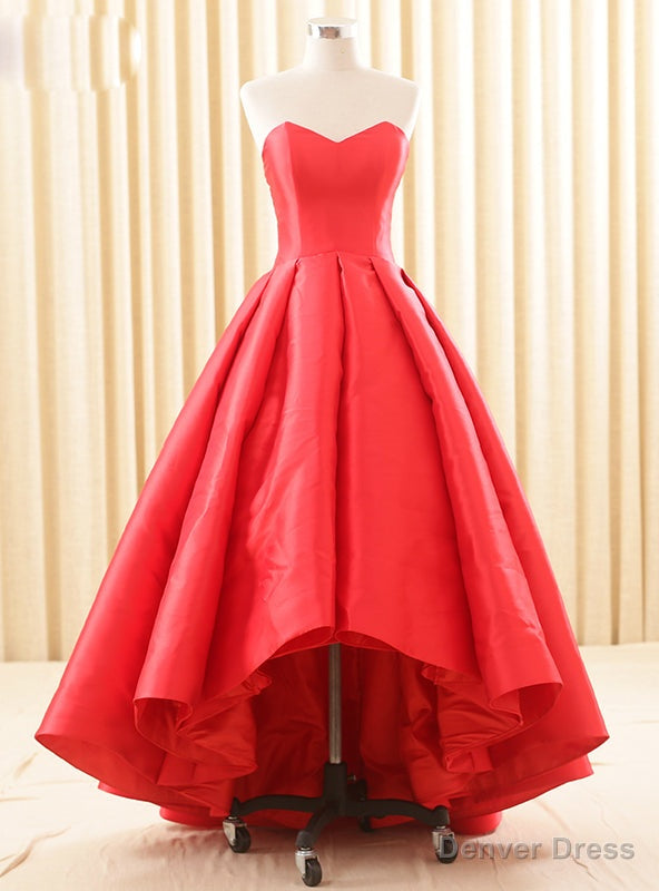 Simple Red Satin Sweetheart Backless Wedding Dresses