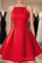 Simple Red Short Prom Dresses, Short Red Homecoming Dresses, Red Short Mini Formal Dresses