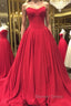 Simple red sweetheart long prom Dress, red Prom Dresses