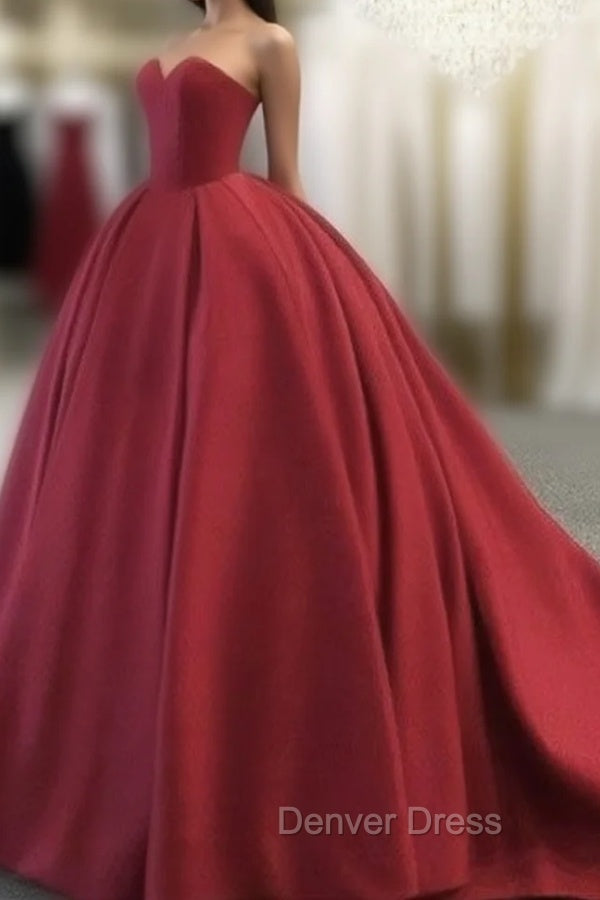 Simple Red Sweetheart Neck Red Long Prom Gown, Red Evening Dresses Main image