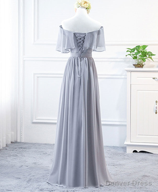 Simple Round Neck Chiffon Long Prom Dress, Bridesmaid Dresses Secondary image