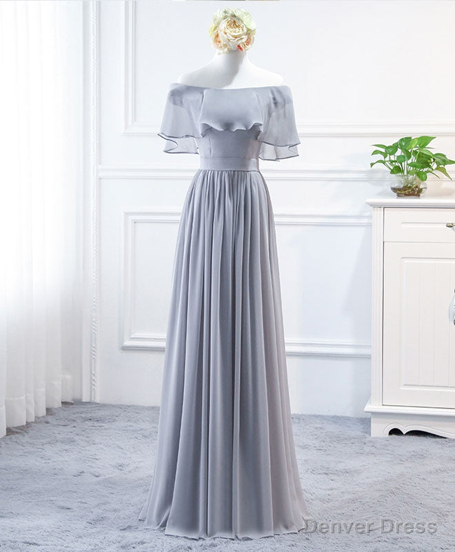 Simple Round Neck Chiffon Long Prom Dress, Bridesmaid Dresses Main image