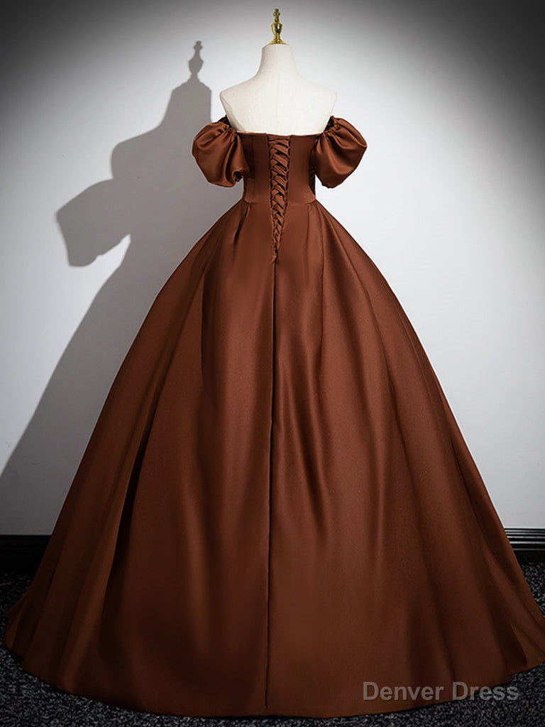 Simple Satin Brown Long Prom Dress, Brown Long Evening Dress – Denver Dress