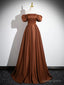 Simple Satin Brown Long Prom Dress, Brown Long Prom Dresses