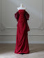 Simple Satin Burgundy Long Prom Dresses, Burgundy Long Evening Dresses