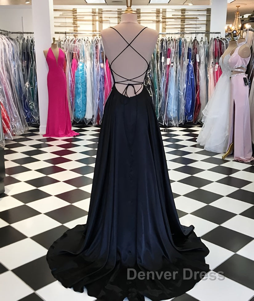 Simple satin long prom Dress, long Prom Dresses
