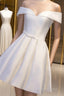 Simple Satin Off Shoulder Short Prom Dress, Homecoming Dresses