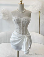 Simple Sheath Strapless White Homecoming Dresses 16Th Birthday Outfits