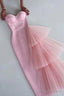 Simple Sheath Sweetheart Pink Long Prom Dresses