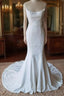 Simple Spaghetti Straps Satin Mermaid Ivory Wedding Dresses Bridal Gown