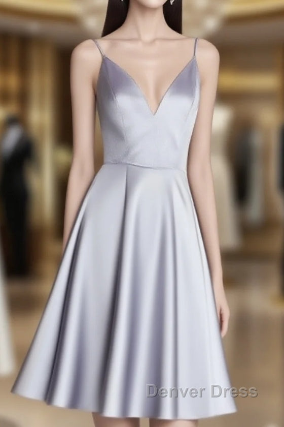 Simple Spaghetti Straps V Neck Short Prom Dress Homecoming Dresses Main image