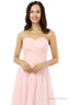 Simple Strapless Chiffon Sweetheart Short Pink Homecoming Dresses