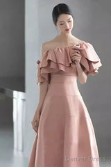 Simple Strapless Pink Long Prom Dress