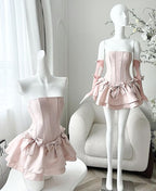 Simple Strapless Sleeveless Satin A-Line Mini Homecoming Dresses