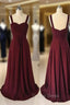 Simple Sweetheart Burgundy Long Prom Dresses, Burgundy Evening Dresses