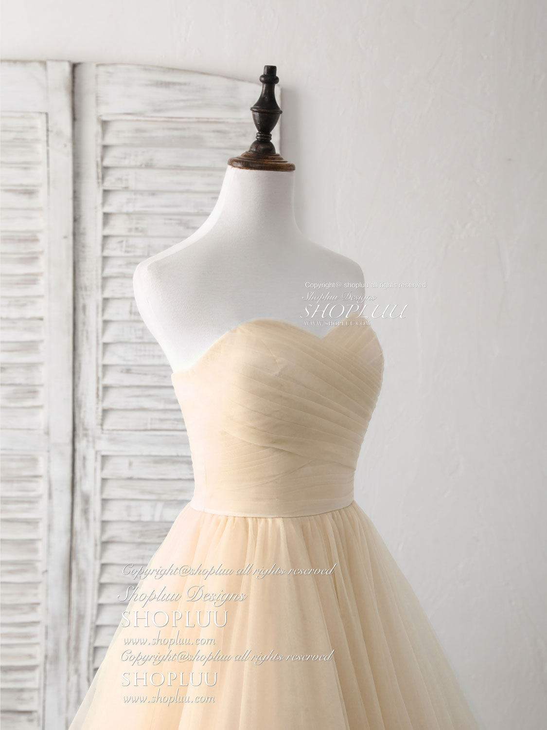 Simple Sweetheart Champagne Tulle Long Prom Dresses Champagne Evening Dresses