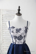 Simple Sweetheart Dark Blue Short Prom Dress Blue Homecoming Dresses
