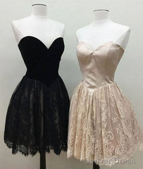 Simple Sweetheart Lace Short Prom Dress, Cute Homecoming Dress