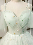 Simple Sweetheart Neck Tulle Short Prom Dress, Puffy Green Homecoming Dresses