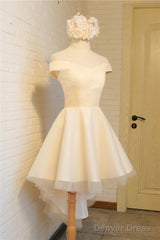 Simple Sweetheart Off Shoulder High Low Party Dress Homecoming Dress