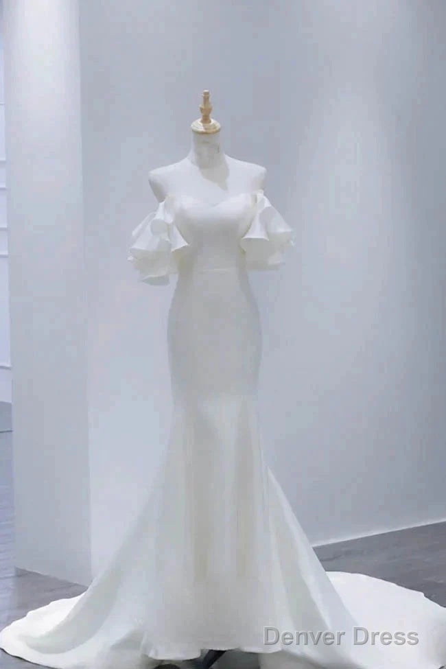 Simple Sweetheart Ruffles Mermid Satin Wedding Dress Secondary image