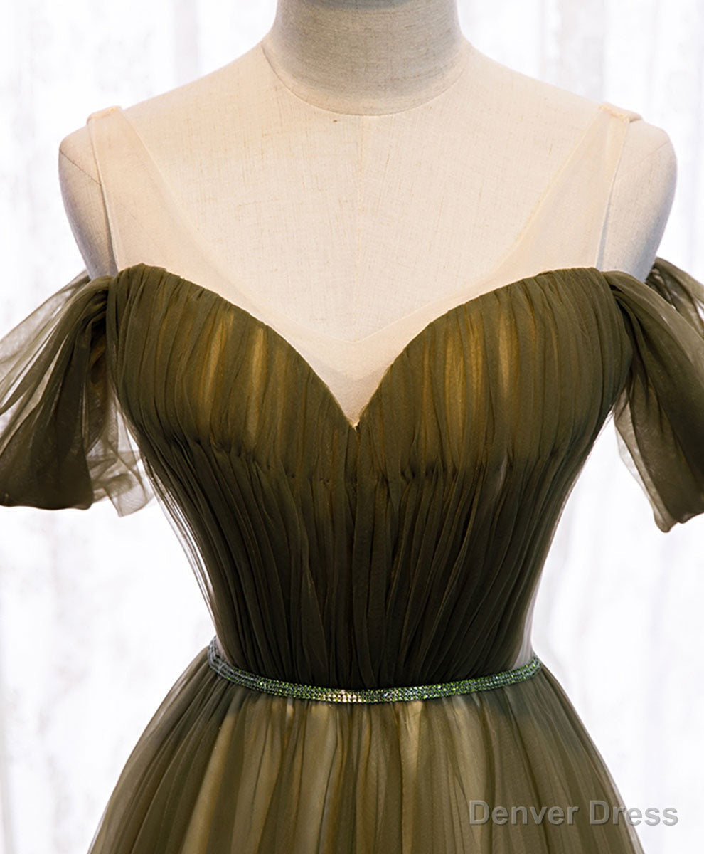 Simple Sweetheart Tulle Off Shoulder Long Prom Dress, Aline Tulle Formal Dress Secondary image