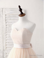 Simple Sweetheart Tulle Short Prom Dress Champagne Bridesmaid Dresses