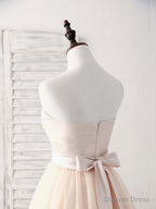 Simple Sweetheart Tulle Short Prom Dress Champagne Bridesmaid Dresses