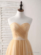 Simple Tulle Champagne Short Prom Dress Tulle Bridesmaid Dresses