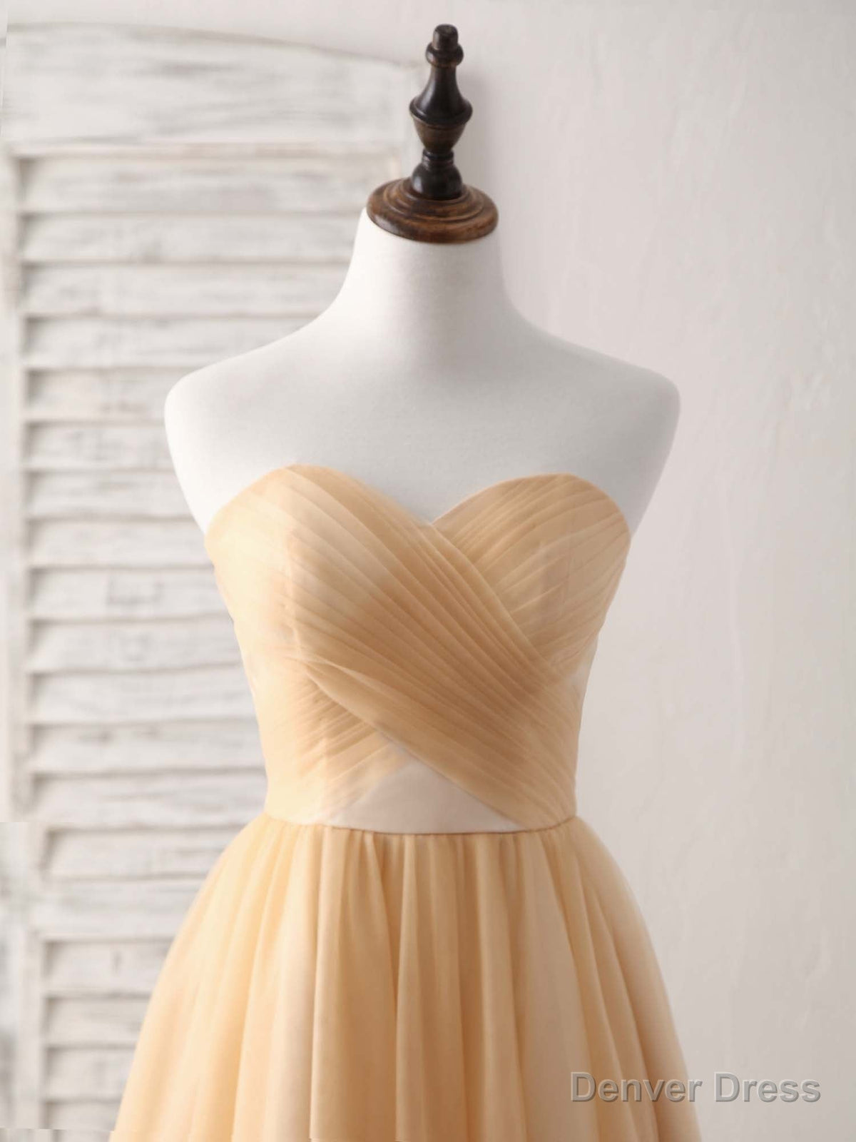 Simple Tulle Champagne Short Prom Dress Tulle Bridesmaid Dresses