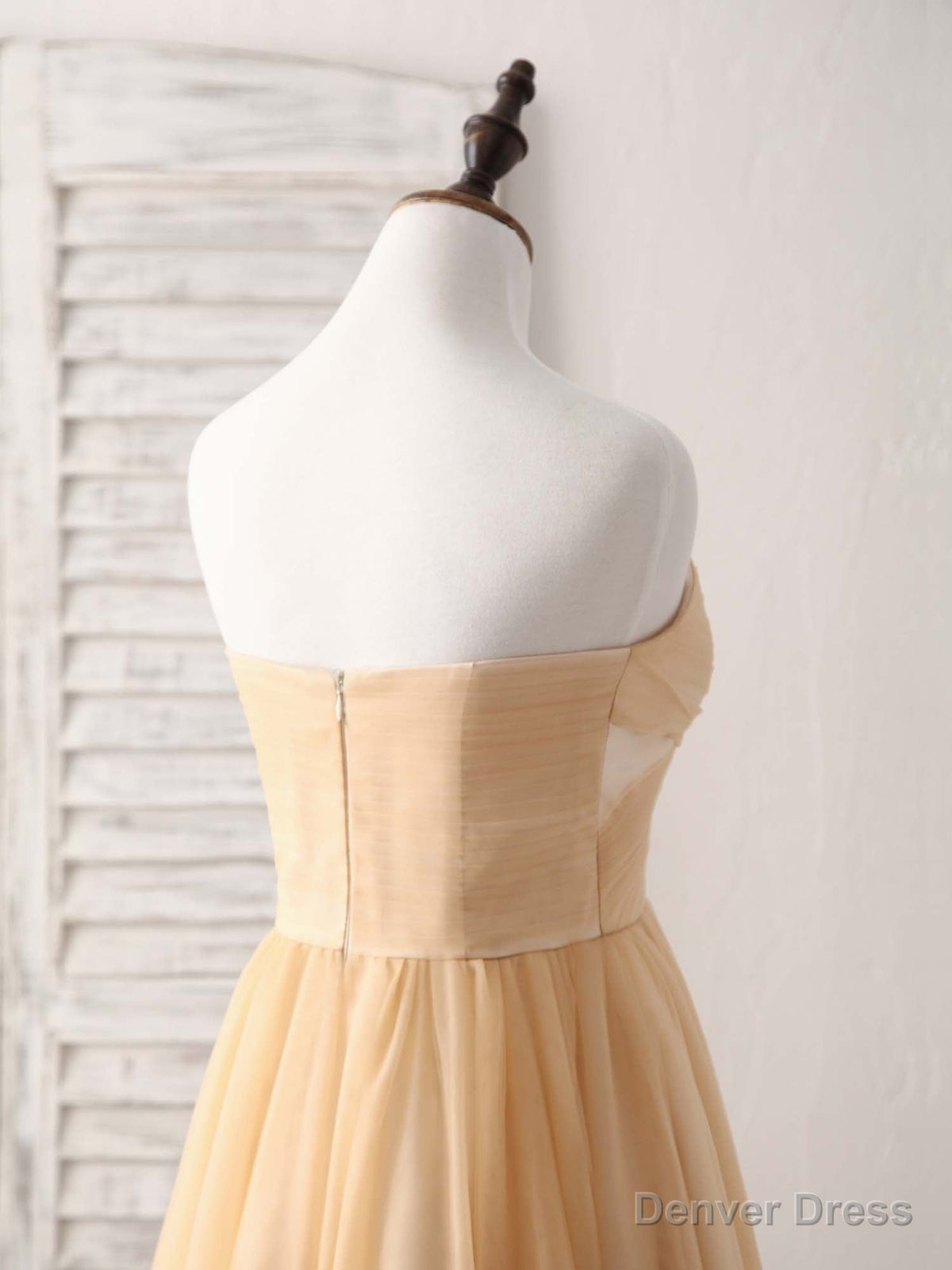 Simple Tulle Champagne Short Prom Dress Tulle Bridesmaid Dresses