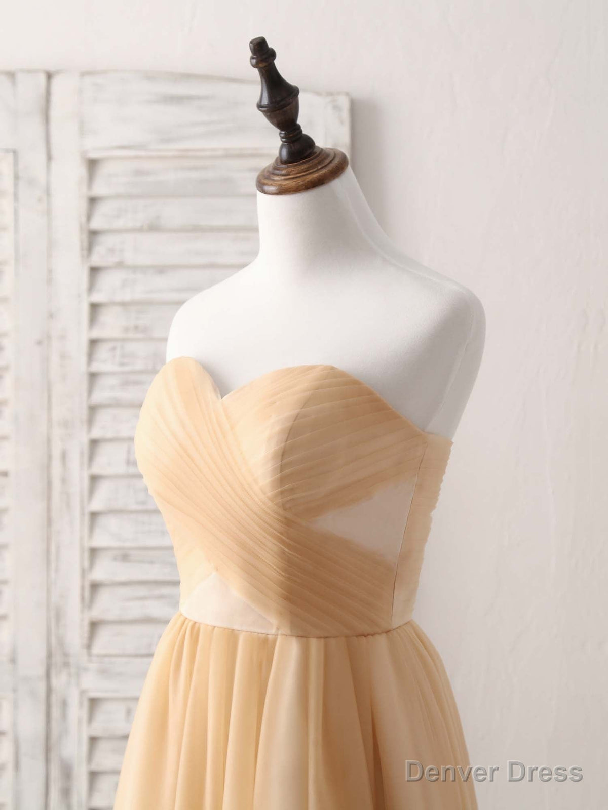 Simple Tulle Champagne Short Prom Dress Tulle Bridesmaid Dresses