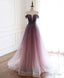 Simple Tulle Off Shoulder Long Prom Dress, Tulle Formal Dress